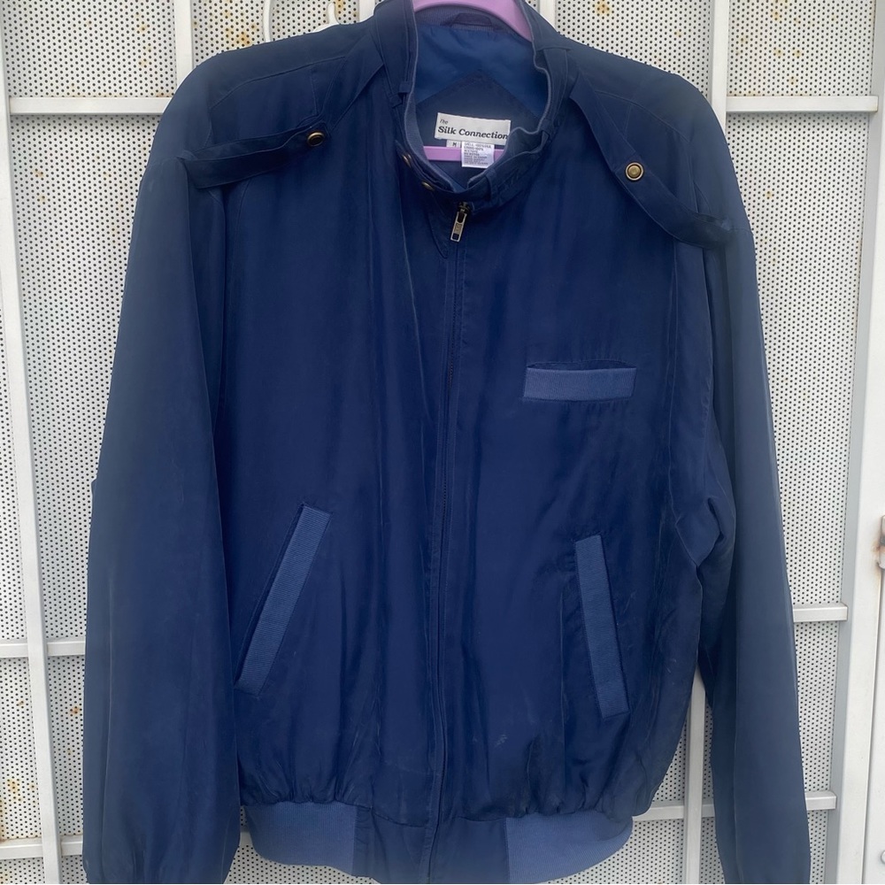 The Silk Connection mens size M 100% silk long sleeve full zip Jacket